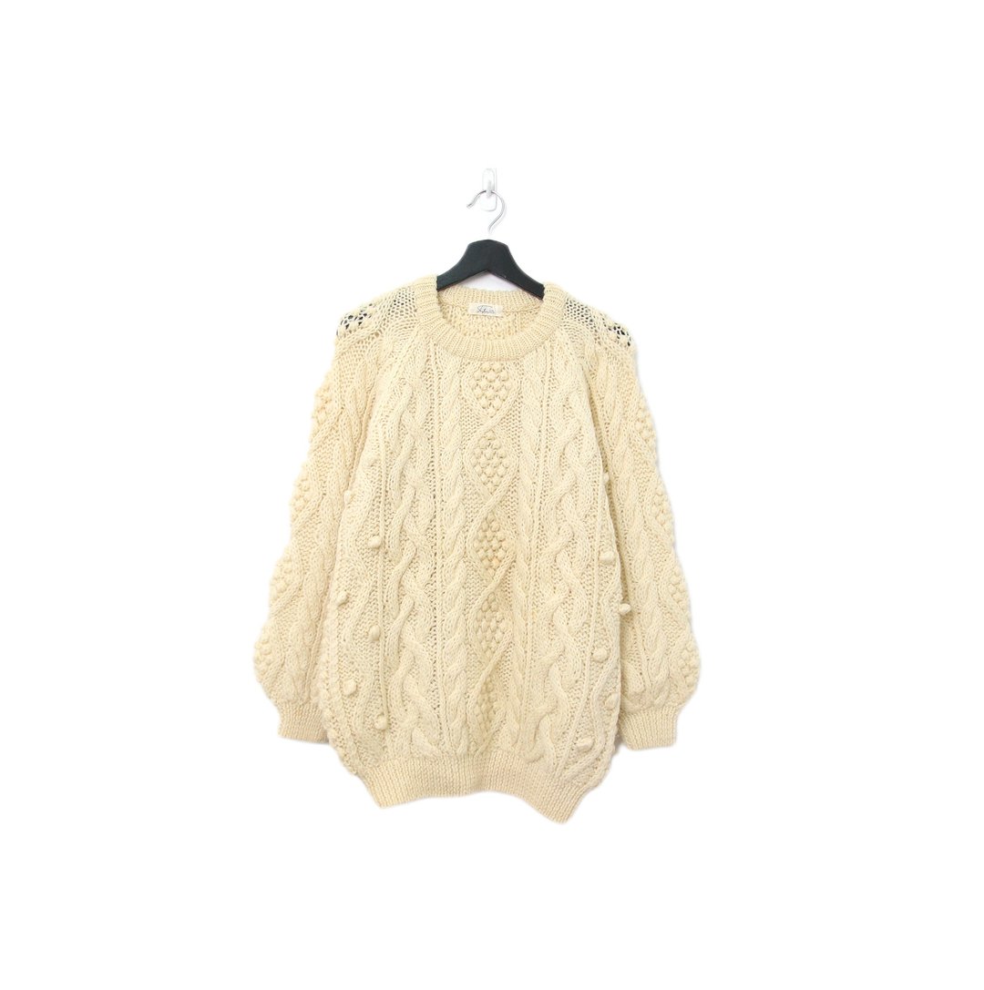 Back to Green-复古毛衣 半立体球 象牙白ws-38 vintage sweater - 女装针织衫/毛衣 - 羊毛 