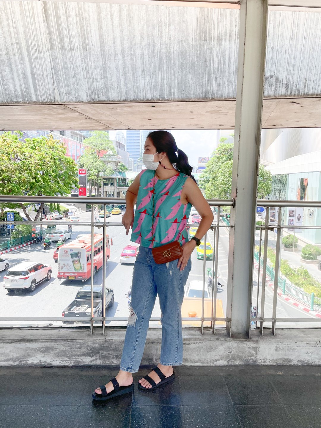 Sleeveless shirt pattern super cute - 女装上衣 - 棉 绿色