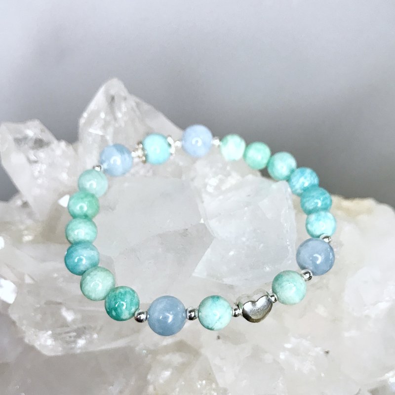 喉轮||疗愈爱说出爱||天河石海水蓝宝手珠 - 手链/手环 - 水晶 蓝色