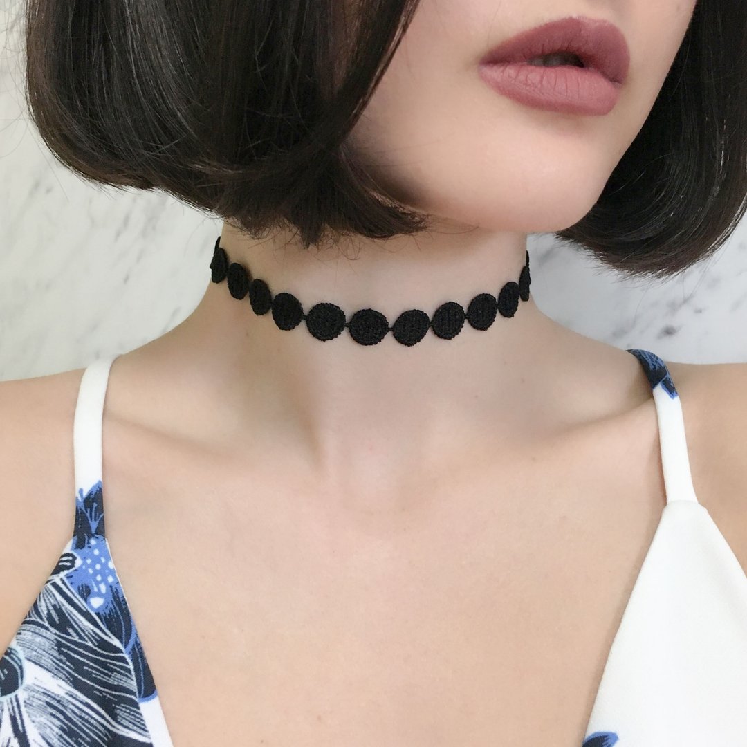 Black Maru-chan choker SV107BK - 颈链 - 聚酯纤维 黑色