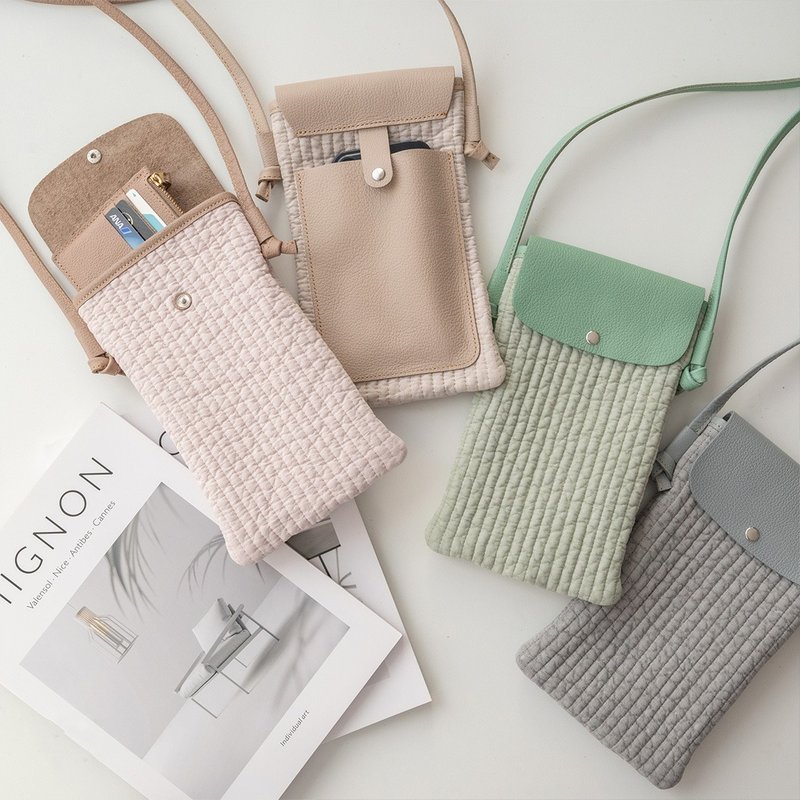 智慧型手机手拿包 [Nubi x 收缩皮革] 韩国被子智慧型手机肩背 HS83K - 手机配件 - 真皮 多色