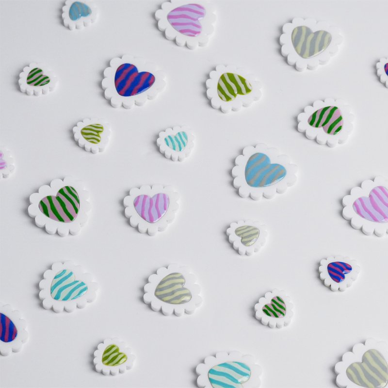 爱心泡泡 - 条纹小款 - 耳环/耳夹 - 压克力 多色