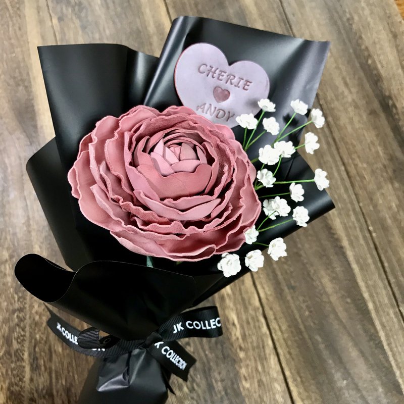 【定制化礼物】皮革山茶花单支花束【花】 - 摆饰 - 真皮 白色