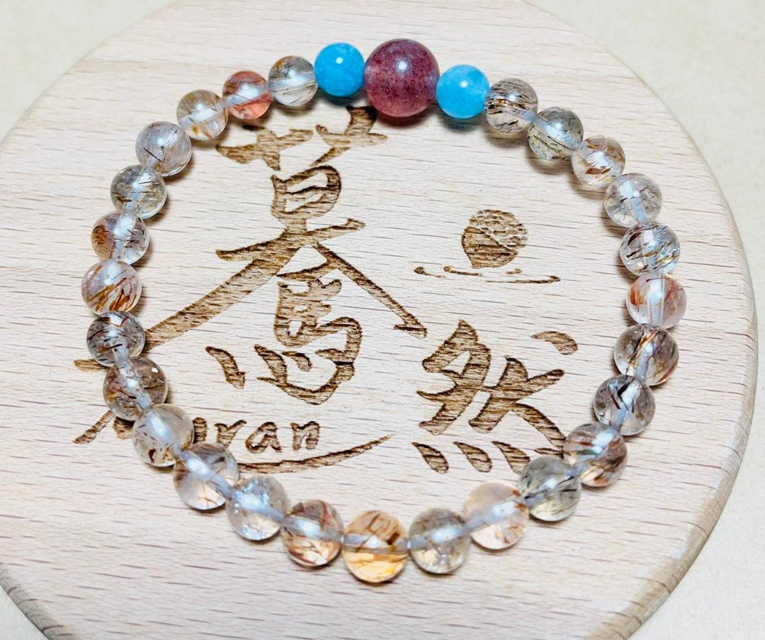 蓦然(手环系列)黑金超七--心情愉悦 - 手链/手环 - 水晶 卡其色