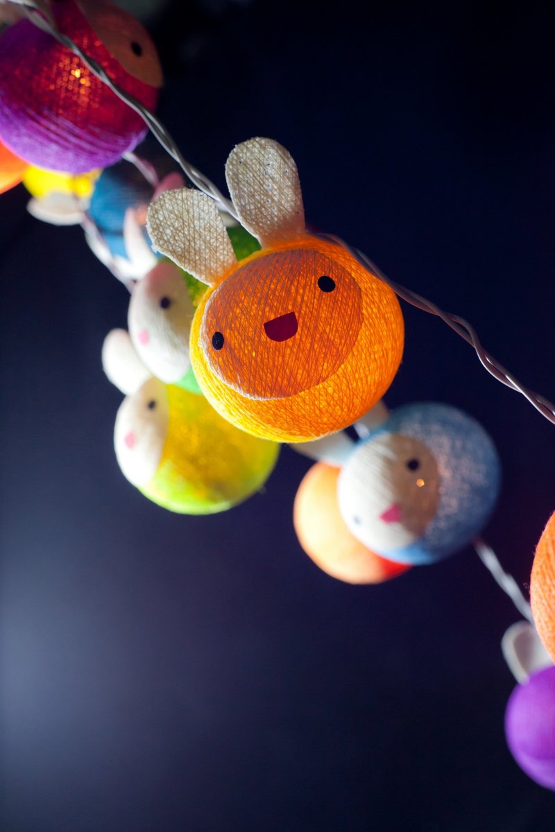 20 Cute Rabbit - Cotton Ball String Lights for Home Decoration,Party,Bedroom,Patio and Decoration - 灯具/灯饰 - 其他材质 
