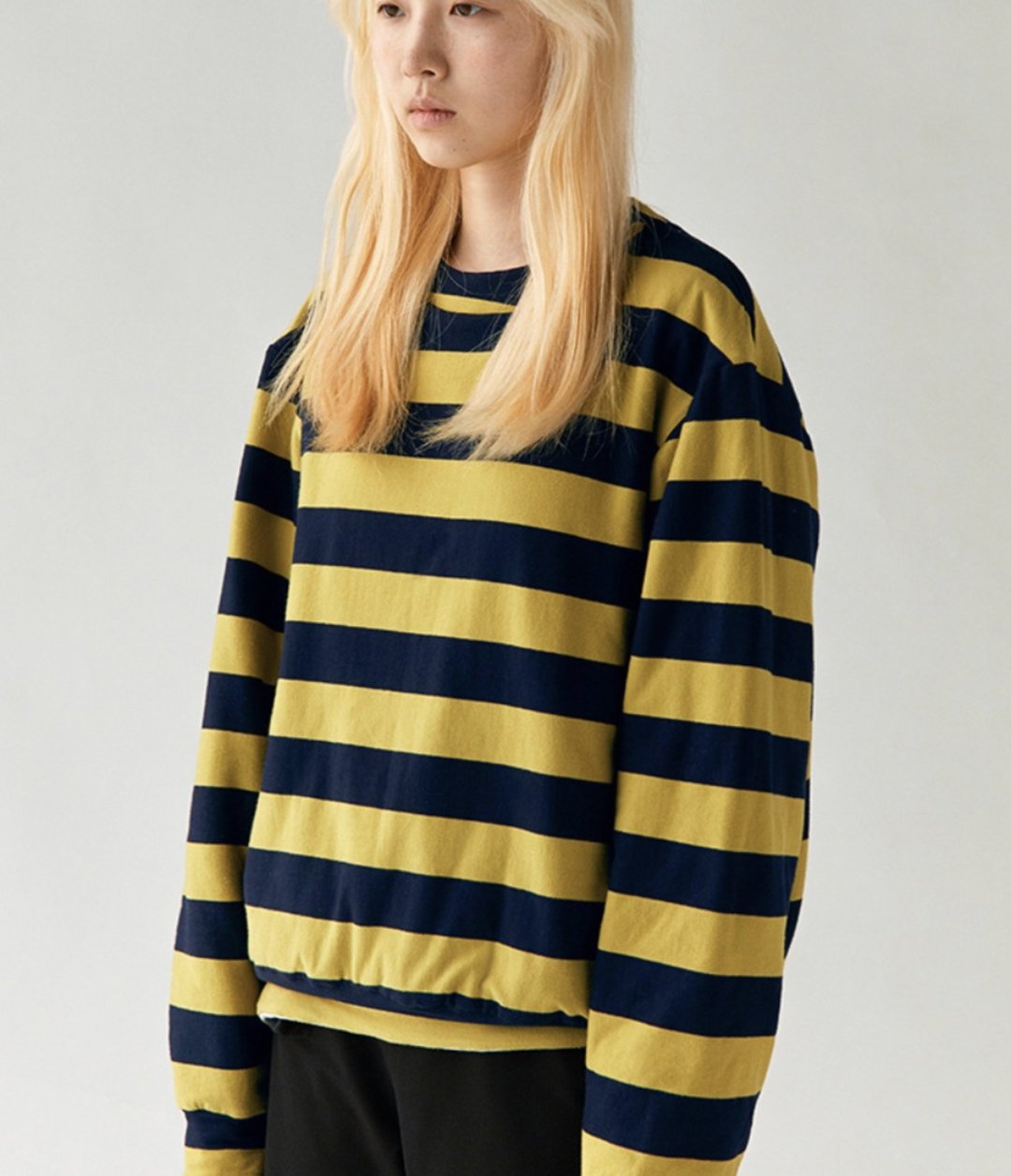 Puffy Sweater 亲肤柔软云朵卫衣 寬條紋 兩面穿 - 中性连帽卫衣/T 恤 - 其他材质 黄色