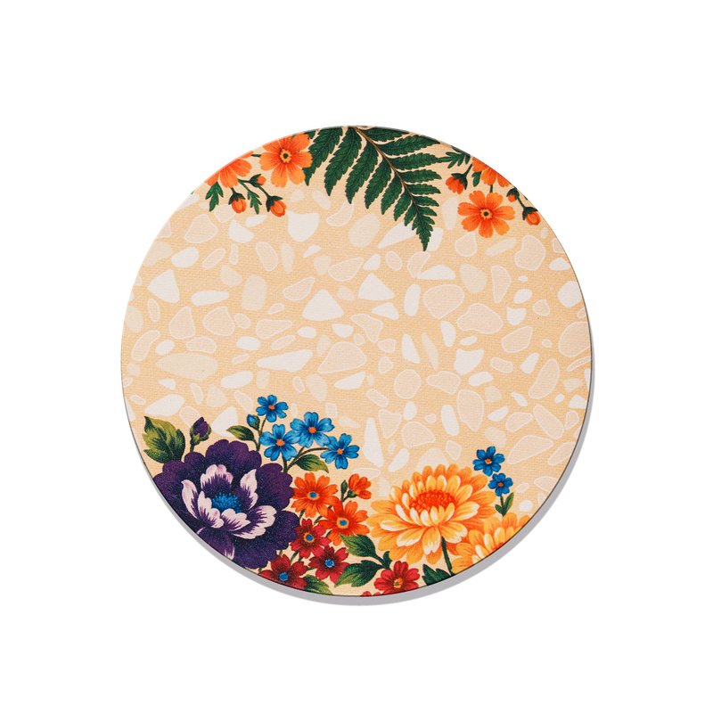 老屋颜 – 台湾花布杯垫 – 花布小石 - 杯垫 - 陶 