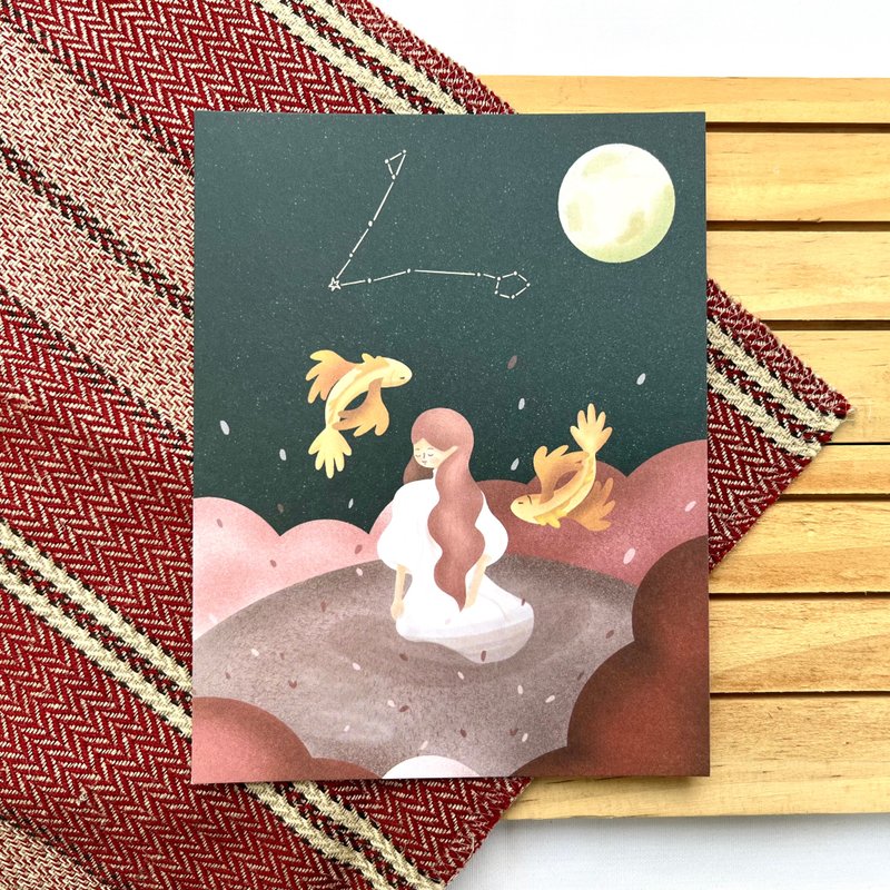 女孩与星座—双鱼座 - 卡片/明信片 - 纸 白色