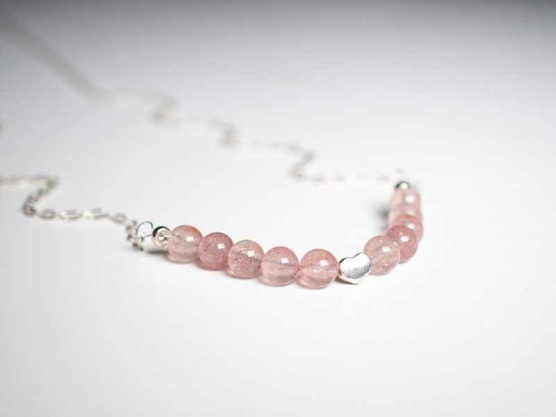 Strawberry Quartz Necklace, 925 Silver, Gemini, Gem, Valentine Day Gift - 项链 - 水晶 粉红色