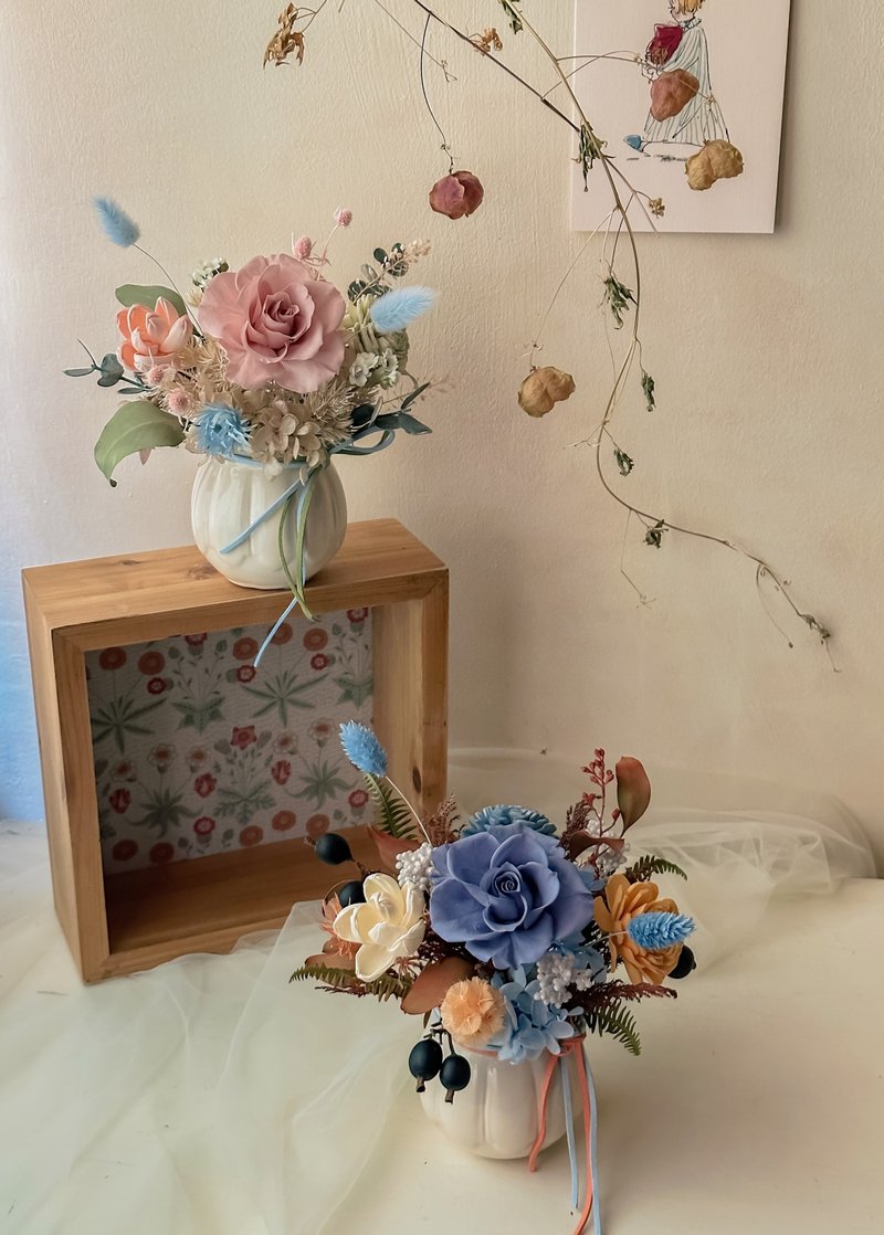 童话风 永生小盆花 复古色 开幕花礼 - 干燥花/捧花 - 植物．花 蓝色