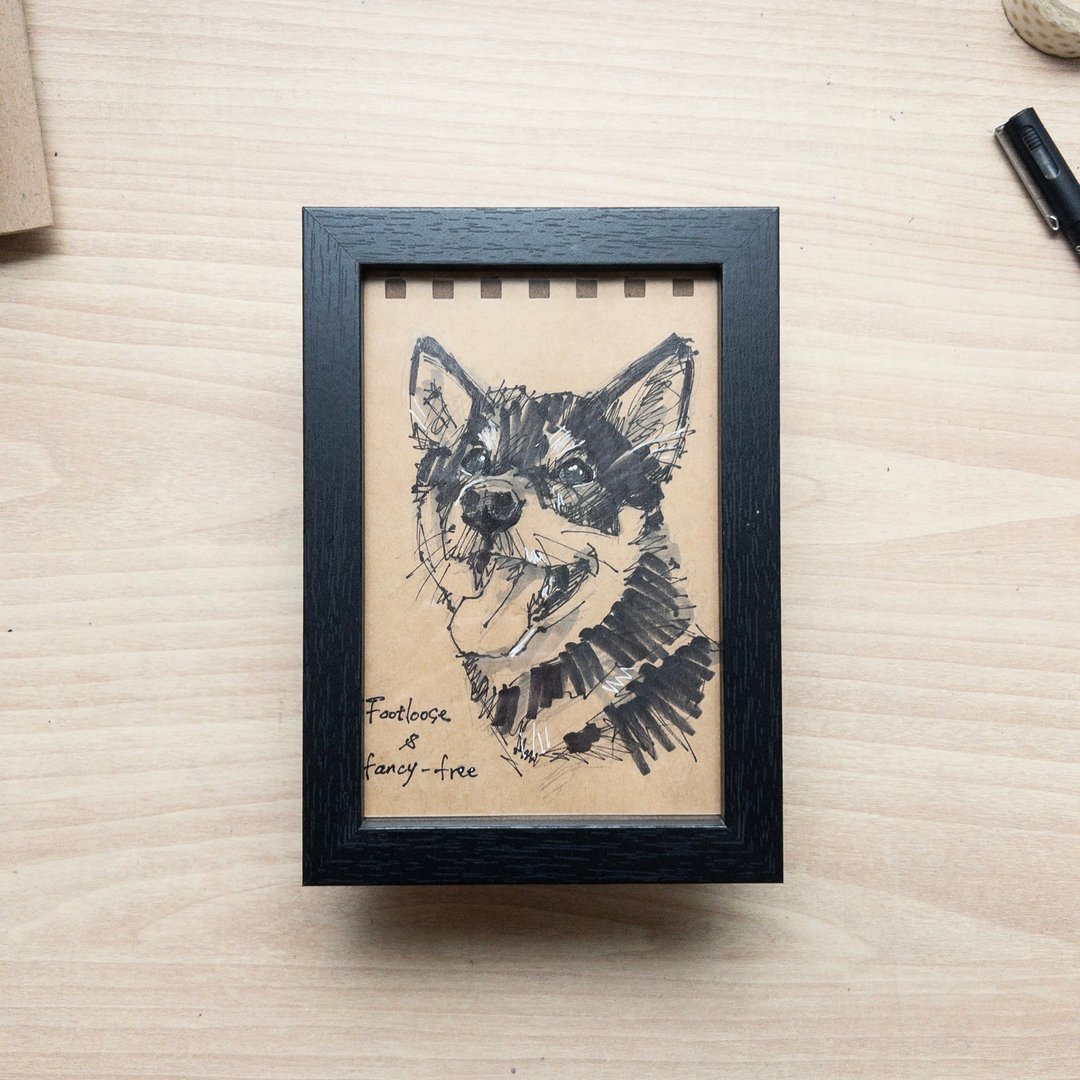 【帅气黑白速写】极简肖像插画(含框) 定制画 生日礼物 - 订制画像 - 纸 