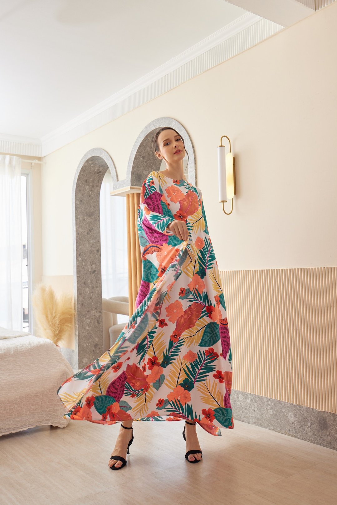 Soft Silk Kaftan for Beach Wear Lounge Wear Kaftan Dressing Gown - 洋装/连衣裙 - 丝．绢 白色