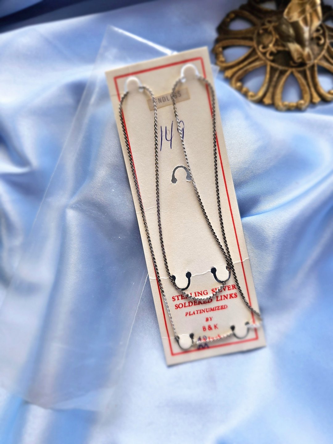 STERLING银色S波纹纯银项链/复古珠宝首饰22/美国西洋古董饰品 - 项链 - 纯银 