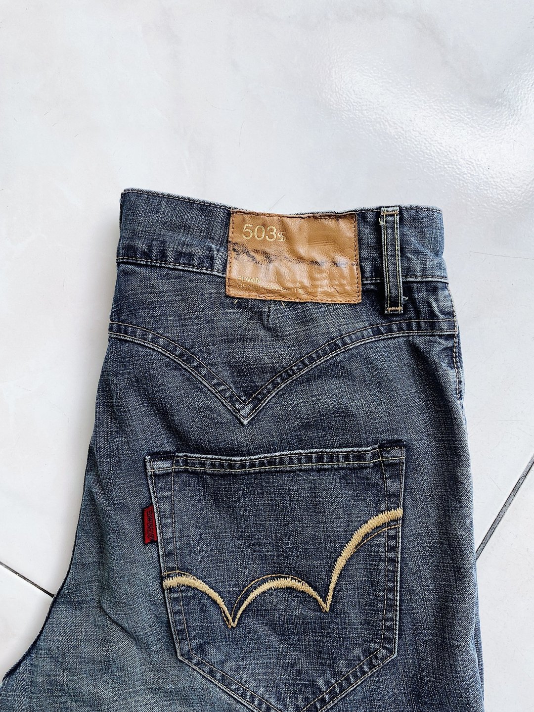 edwin / 503ss W31浅蓝昏黄薄料 古着中低腰丹宁牛仔长裤 vintage - 男士长裤 - 棉 蓝色