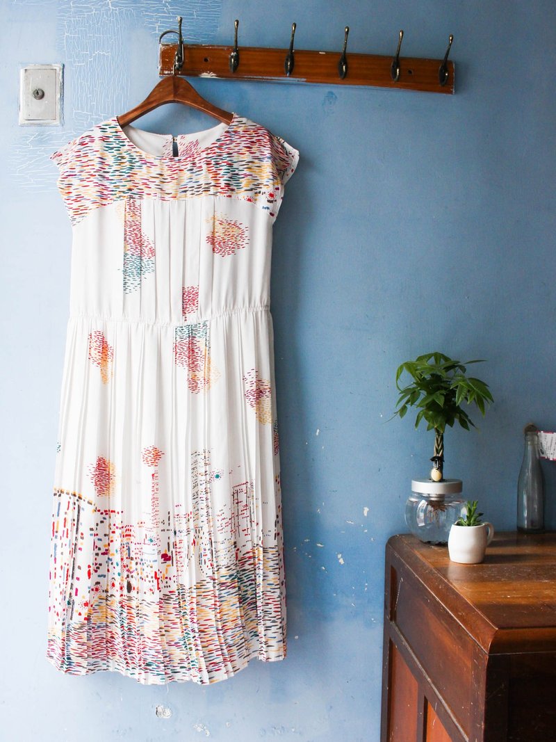 河水山 - 爱知纯白浪漫青春梦幻日志 古董丝质连身长裙 中性 overalls oversize vintage - 洋装/连衣裙 - 丝．绢 多色