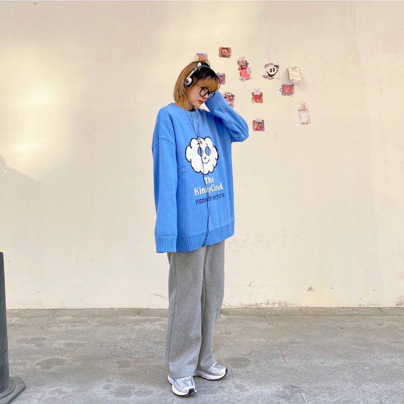 Unvesno毛衣针织衫 复古情侣款套头圆领毛衣 情侣款 SWS-1296 - 男装针织衫/毛衣 - 棉．麻 