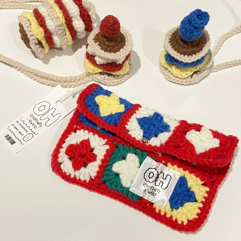 卡夹，零钱夹，柔软，格子图案，花痴，色彩鲜艳，OHIF风格。 - 零钱包 - 聚酯纤维 红色