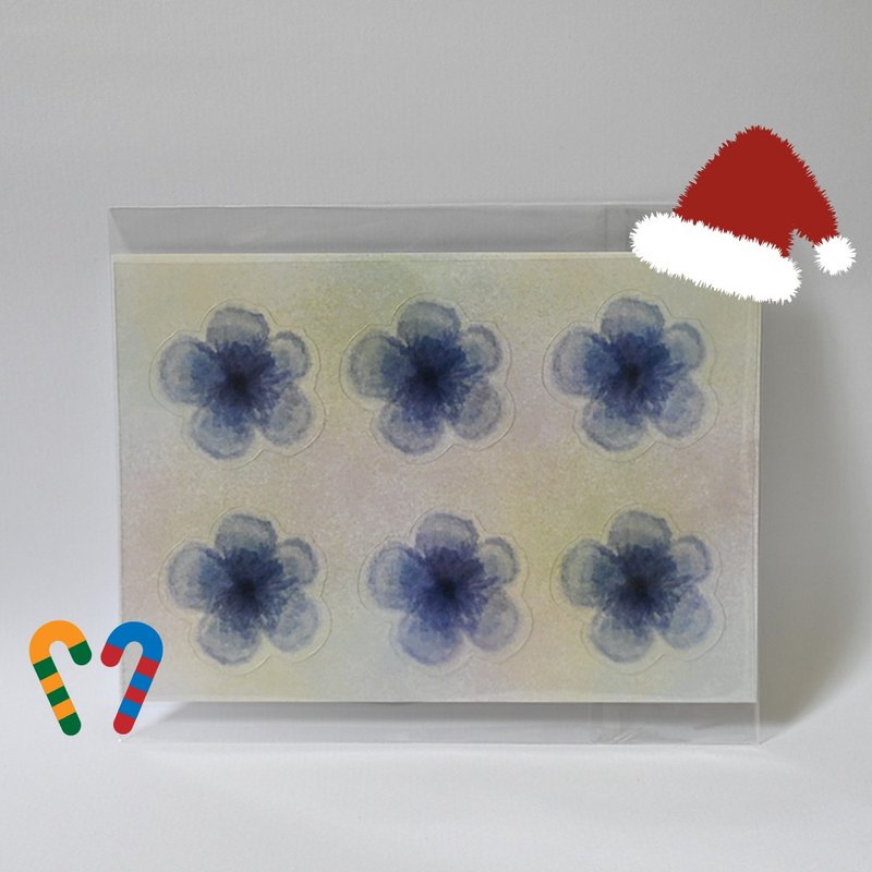 宝蓝透花 透明贴纸 手绘 花草 手帐 圣诞 交换礼物 贴纸 - 贴纸 - 纸 