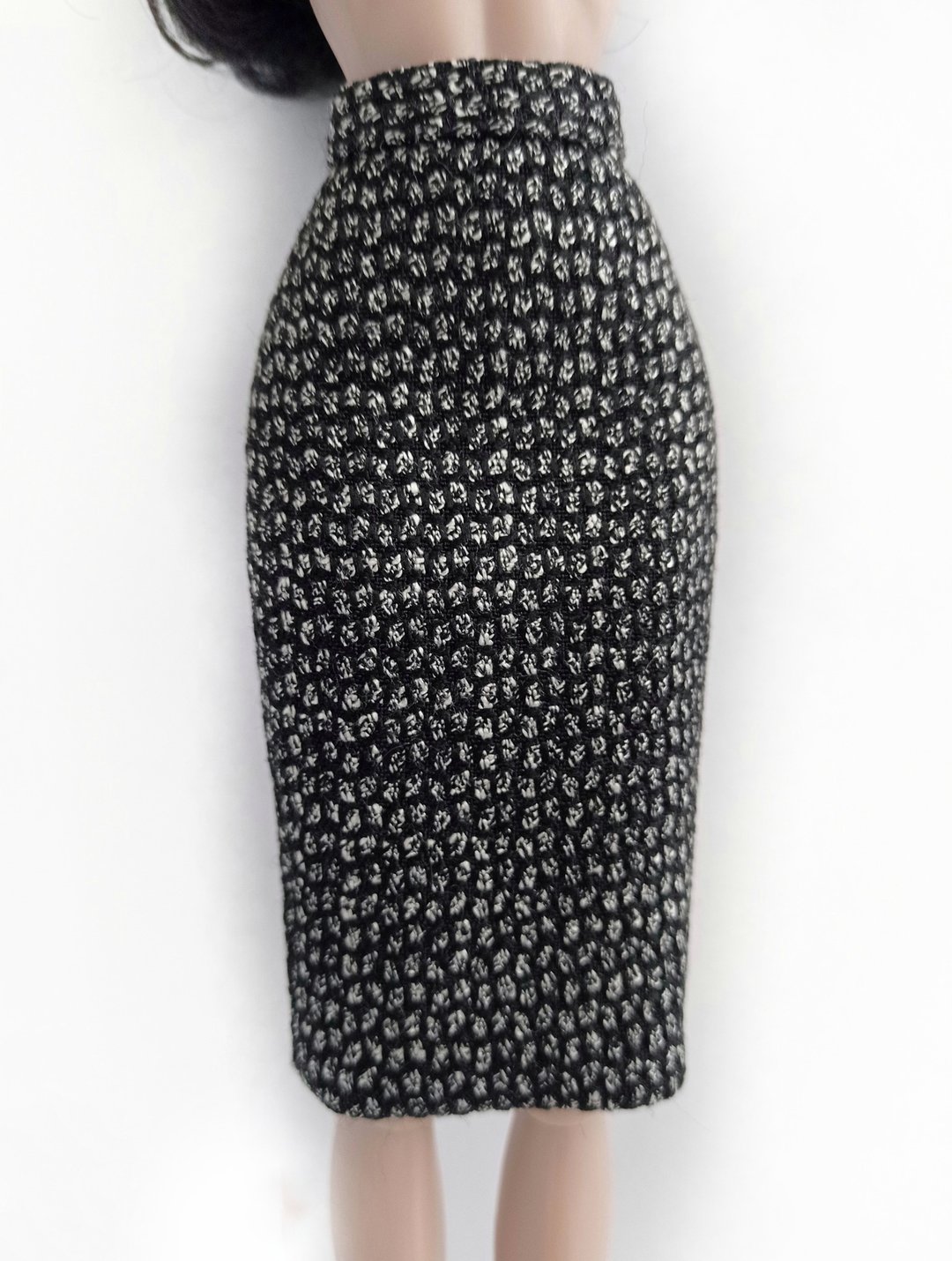 La-la-lamb Slim straight skirt melange tweed for Fashion Royalty FR2 12inch doll - 玩偶/公仔 - 棉．麻 灰色