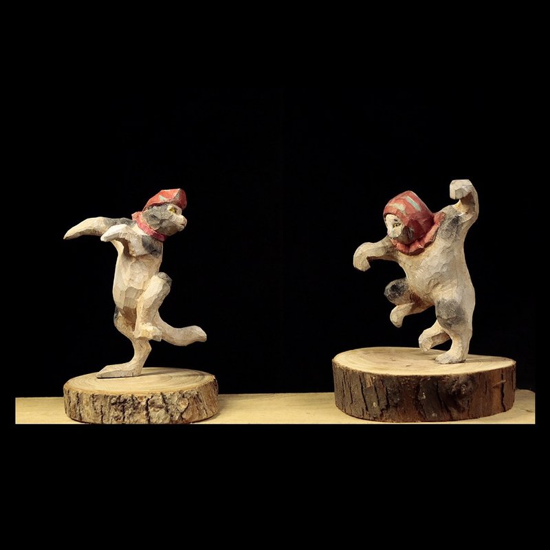 浮世绘猫(手工木雕) - 摆饰 - 木头 