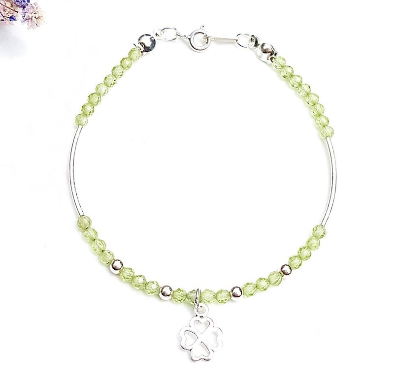 12星座守护石-狮子座 Leo 橄榄石 925纯银手链 生日礼物  - 手链/手环 - 水晶 绿色