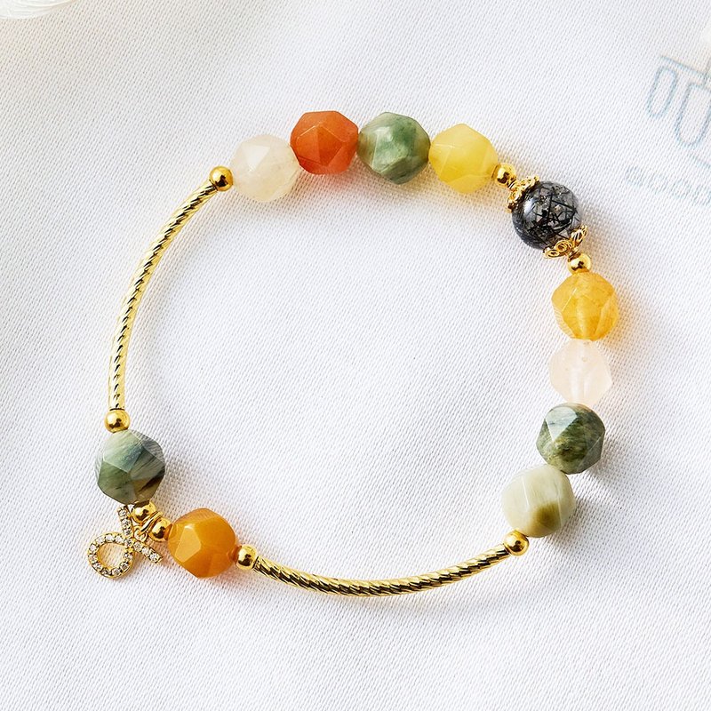 12星座(金牛座)福禄寿水晶手链、幸运石-黑发晶、带来正能量 - 手链/手环 - 宝石 多色