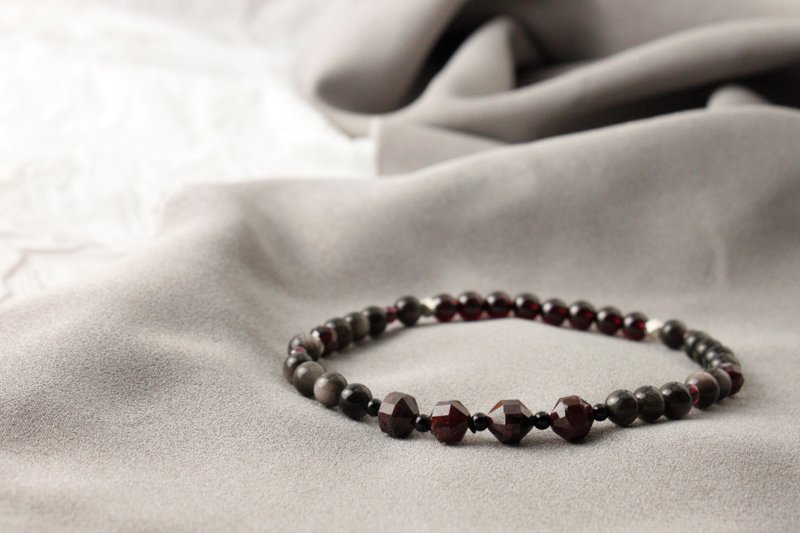 火山泰坦 |山海异人// 石榴石银曜石天然石纯银脚链// - 脚链/脚环 - 宝石 银色