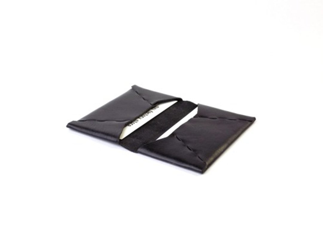 Business card holder all black/genuine horse leather/assembly/epoquesewn - 其他 - 真皮 黑色