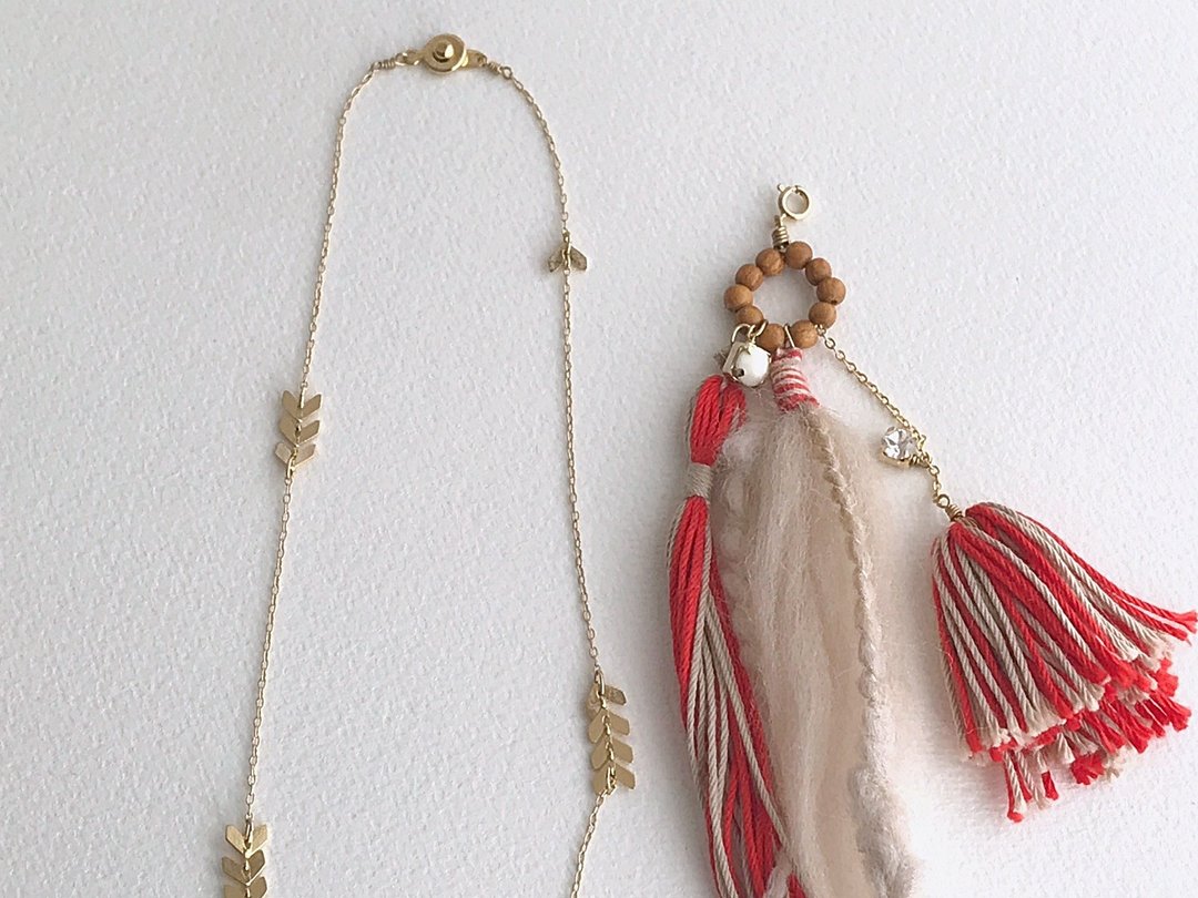 Arrow Necklace - 项链 - 羊毛 红色