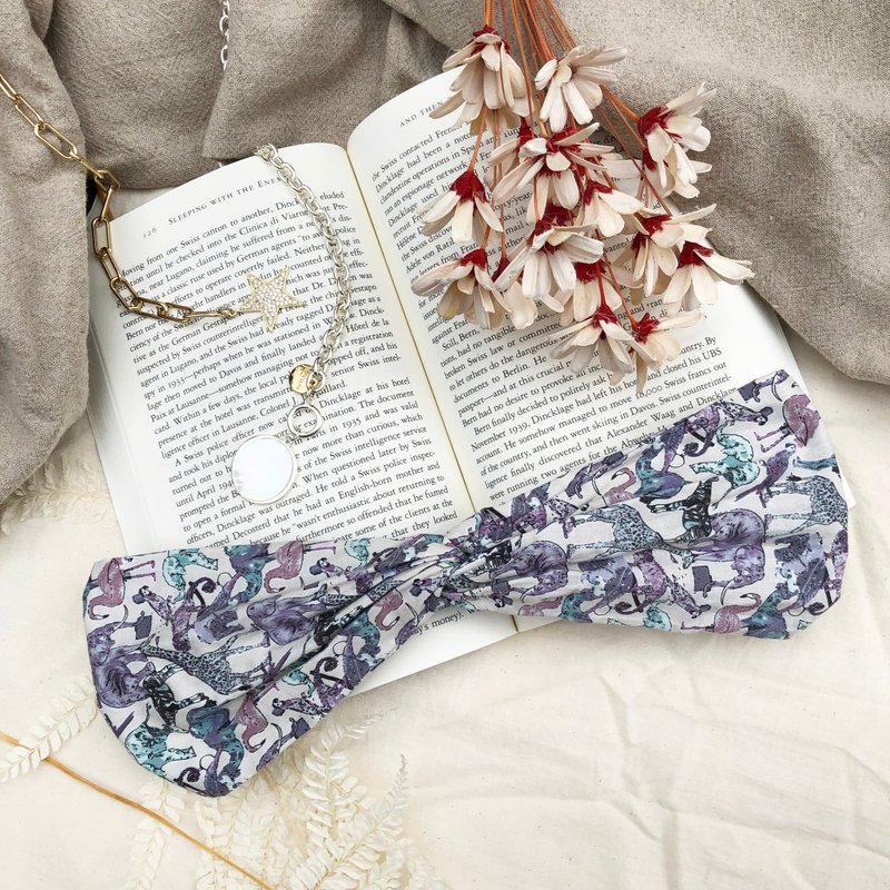 粉红非洲 / 粉 动物 / 宽版 松紧手工发带 - 发带/发箍 - 棉．麻 