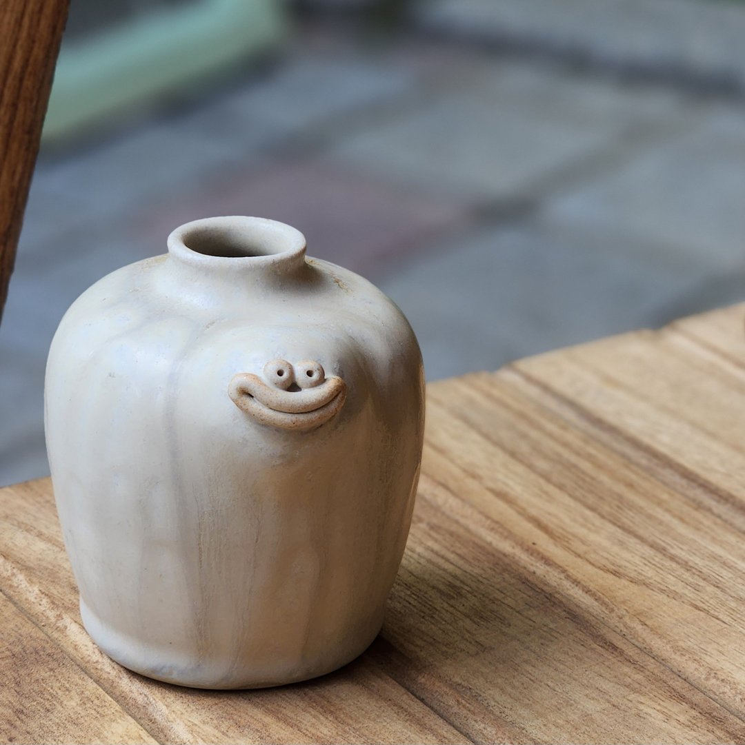 手工花器 | 啊丑头 - 花瓶/陶器 - 陶 白色