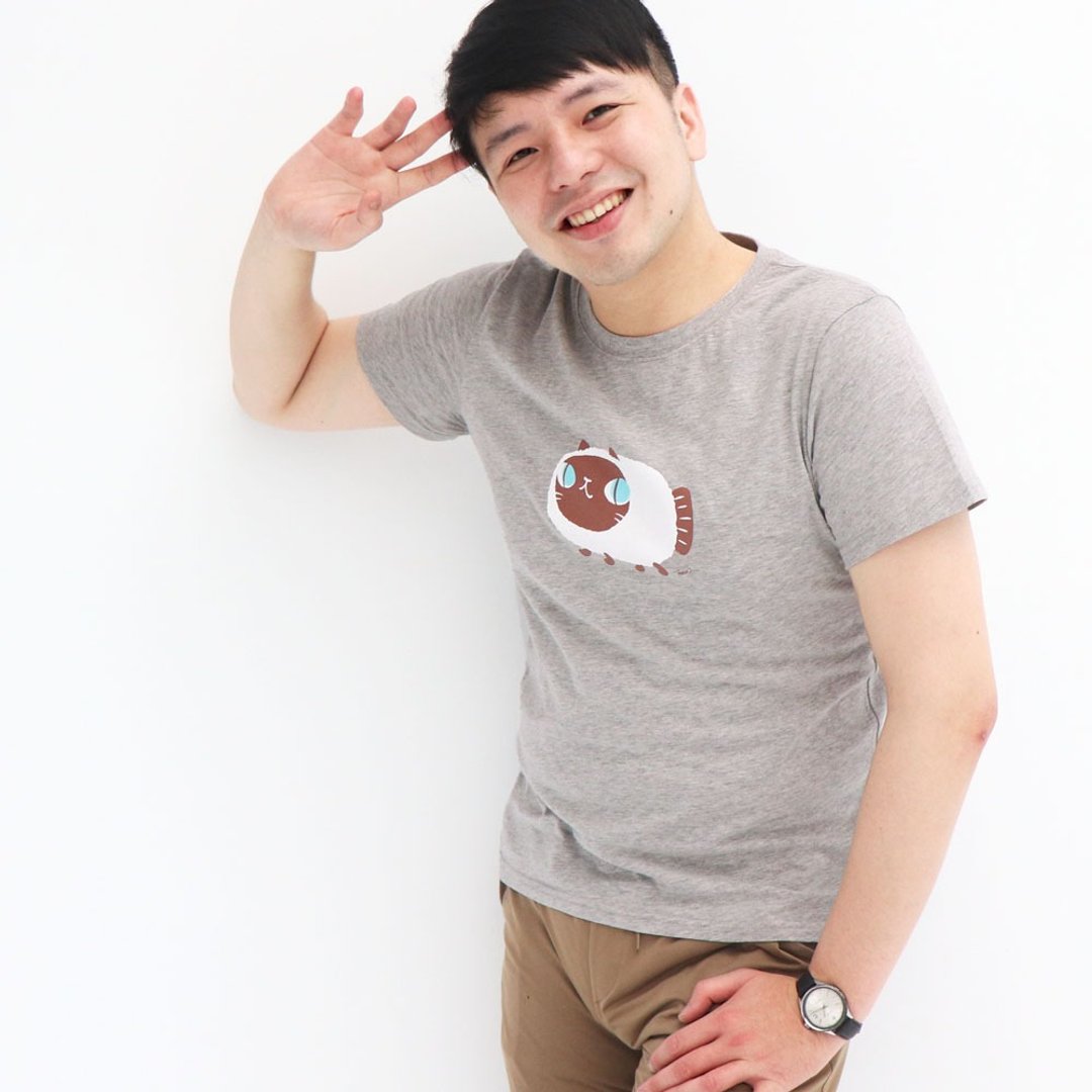 babyfishcat 暹罗鱼喵 - Luna 中性t-shirt - 男装上衣/T 恤 - 棉 灰色