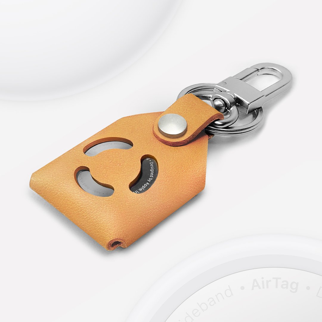 COZI-AirTag皮革保护套/钥匙圈/钥匙扣环/AirTag Leather Keyring - 钥匙链/钥匙包 - 真皮 橘色