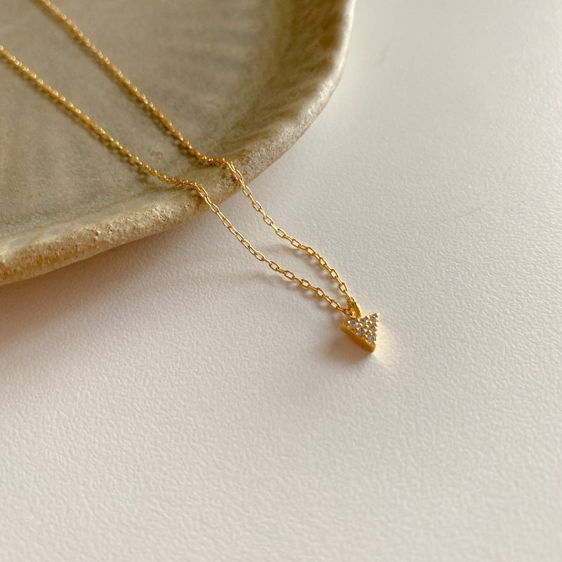 纪念 -锆石 黄铜电镀18K金项链 - 项链 - 铜/黄铜 金色