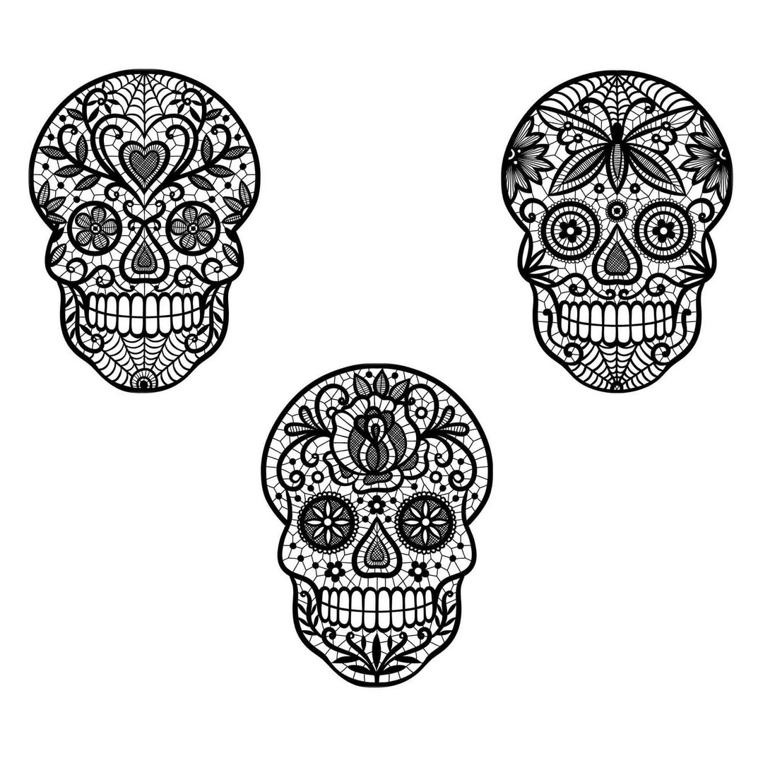 Sugar skull svg, floral skull template, skull eps, day of the dead svg, Cricut - 图文模板设计 - 其他材质 
