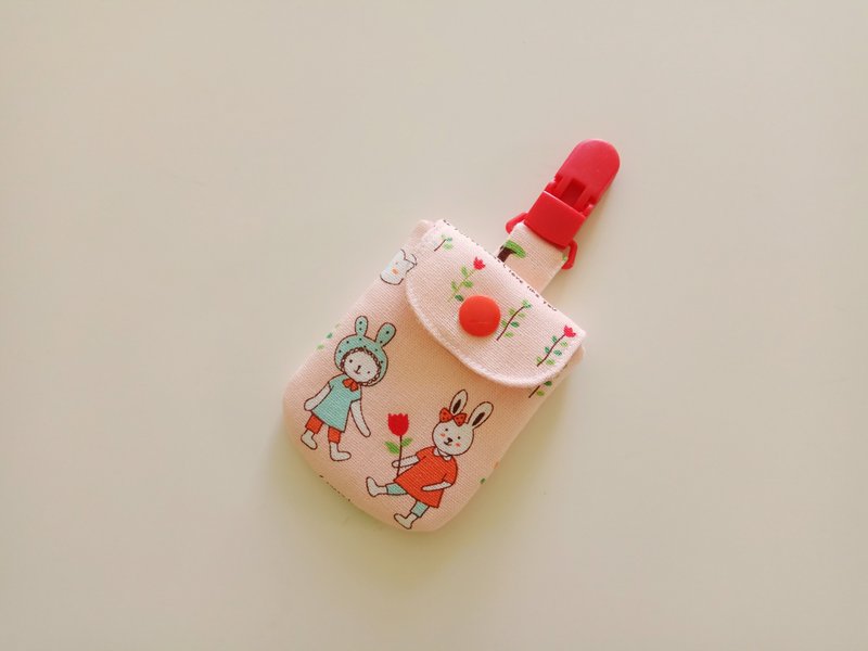 <粉橘> 兔子好朋友 平安符袋 弥月礼物 - 围嘴/口水巾 - 棉．麻 红色