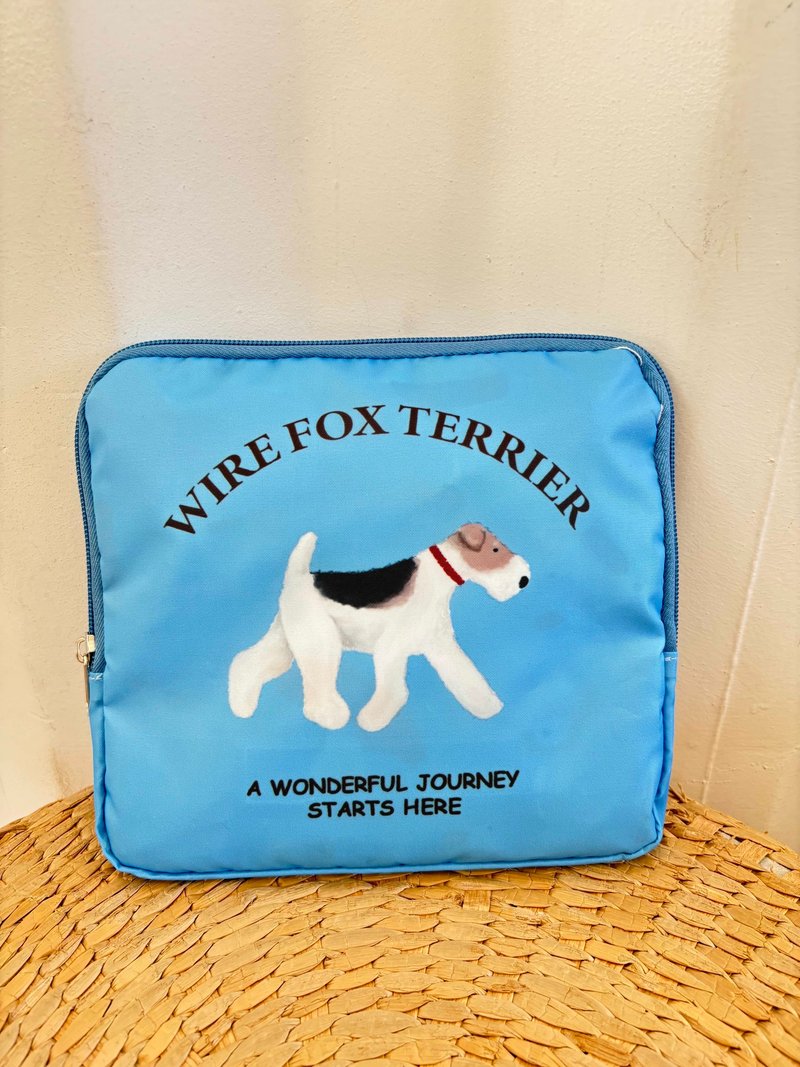 Wirefoxterrier 刚毛猎狐梗 水彩画旅行袋 - 行李箱/行李箱保护套 - 聚酯纤维 蓝色