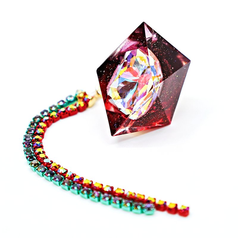 Kaede by Pyramid 单边耳环 (石榴红) - 耳环/耳夹 - 树脂 多色