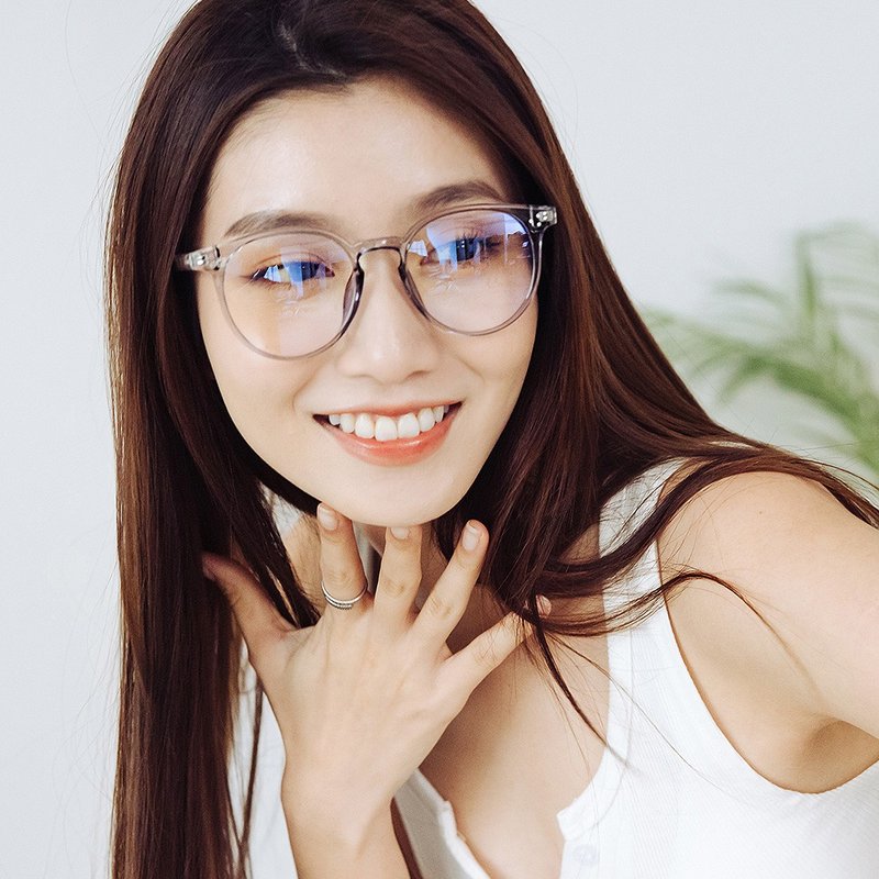 云氛的光月辉映│现代感秘境灰圆框轻量TR90光学UV400滤蓝光眼镜 - 眼镜/眼镜框 - 塑料 灰色