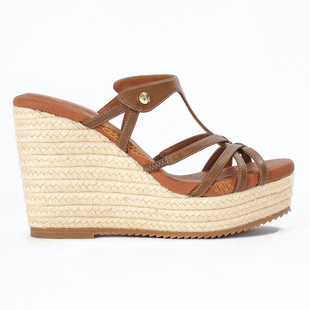 Meghan  Vegan Espadrille Wedge 4 Inch Brown Color - 高跟鞋 - 人造皮革 咖啡色