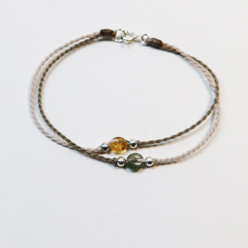 【水晶蜡绳系列】多彩扁碧玺 双链式 蜡绳手链 | 大员囡仔 - 手链/手环 - 半宝石 多色