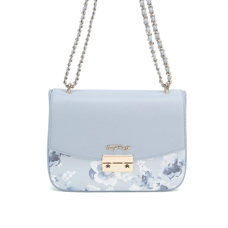 经典印花侧背袋 - 侧背包/斜挎包 - 人造皮革 蓝色