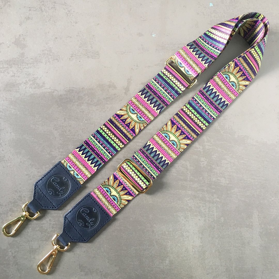 Purple Mix Bag Strap - 侧背包/斜挎包 - 棉 蓝色