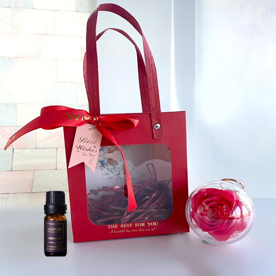 【soupure溯璞家品】香氛波波球+精油10ml礼盒(可自选香)-深红 - 香薰/精油/线香 - 精油 咖啡色