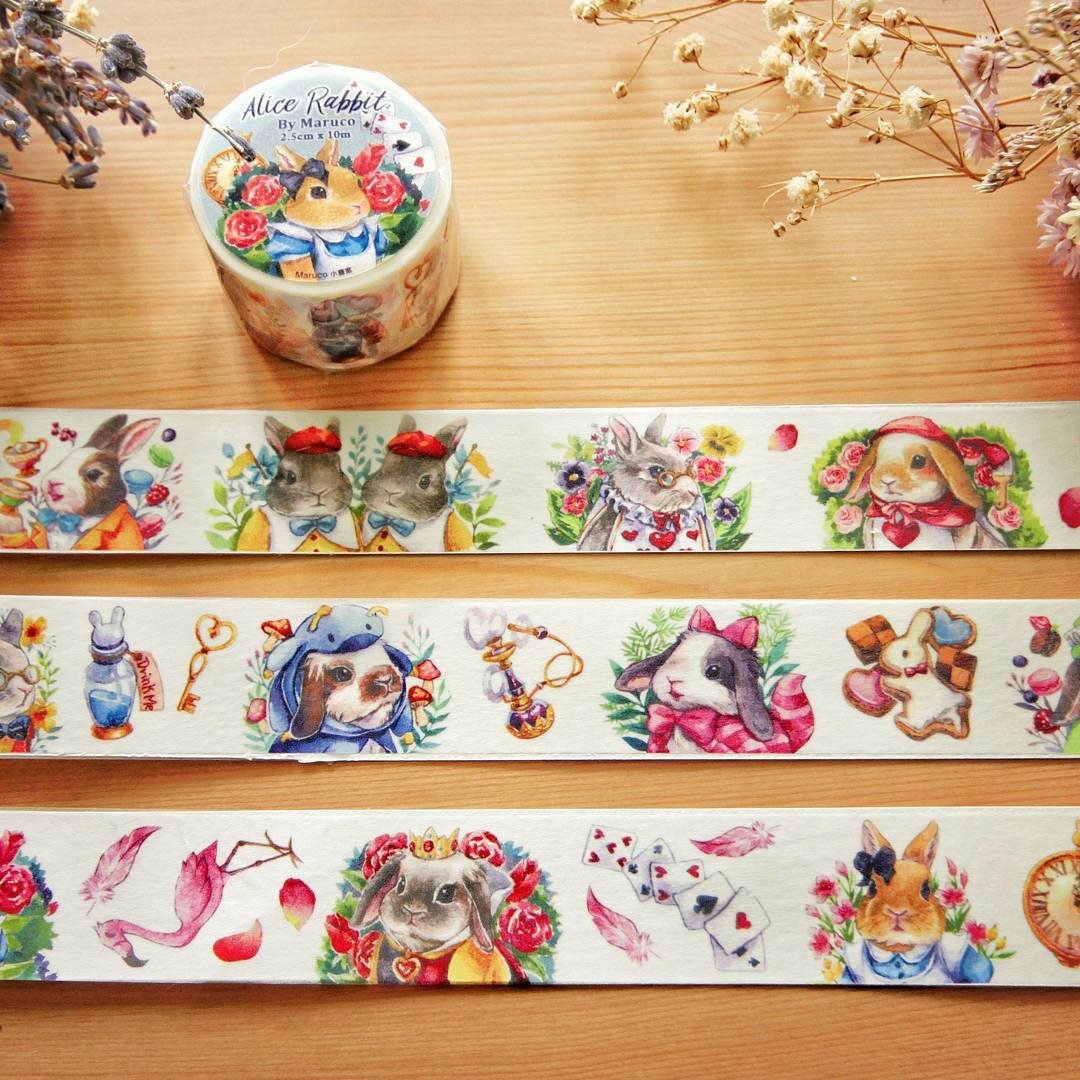 爱丽丝兔 2.5cm纸胶带-特殊油墨 - 纸胶带 - 纸 多色