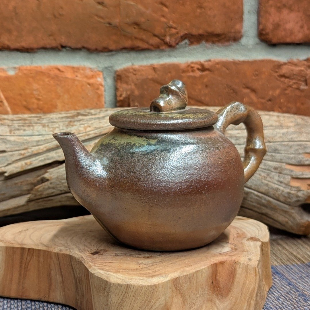 财运节节高--柴韵竹节壶 莺歌 手作 文创 柴烧 竹节 陶壶 - 茶具/茶杯 - 陶 咖啡色