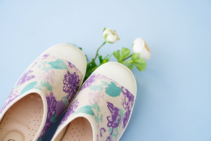 哇~好美的拖鞋【懒人日】紫罗兰苏打 室外 室外 拖鞋 - 女款休闲鞋 - 棉．麻 紫色