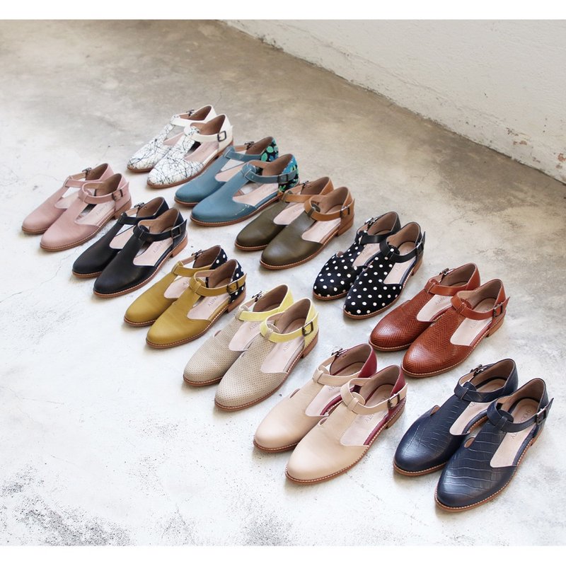 【接单手工制】【自行配色】T字真皮牛津鞋_T1-20928L - 女款牛津鞋/乐福鞋 - 真皮 