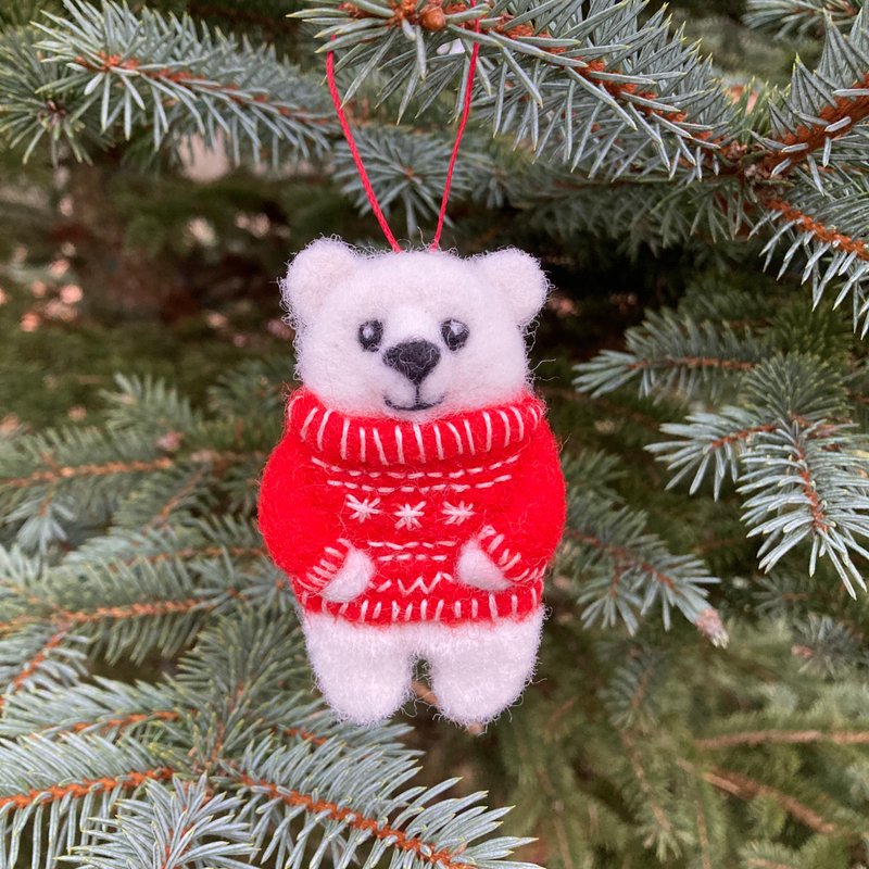 白色北极熊别针针毡北极熊胸针用于女士羊毛动物 - 胸针 - 羊毛 白色