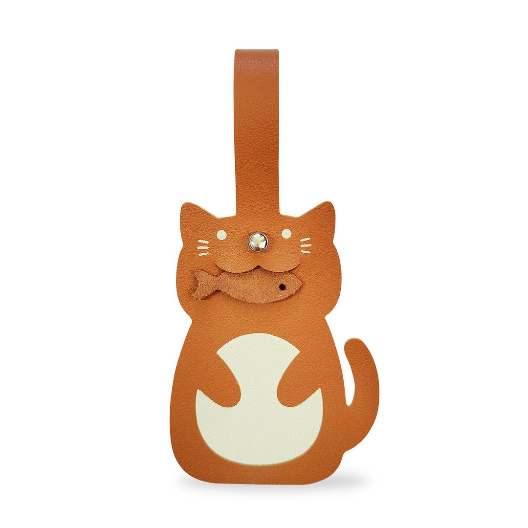 Worpi 猫咪造型行李吊牌 棕色 - 行李吊牌 - 人造皮革 咖啡色